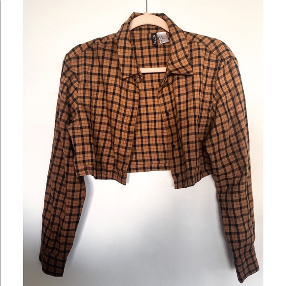 H&M long sleeve shirt, size XS, bottoms up, square shirt pattern - Picture 1 of 4